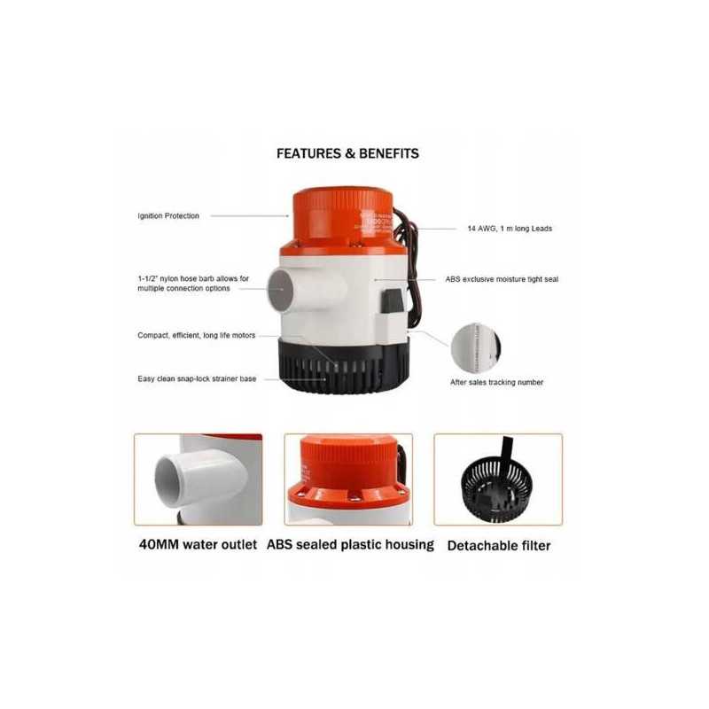 High-Performance Bilge Pump SEAFLO 3500 GPH – 180 L/min, 12 V