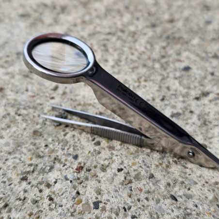 Tweezers with 80mm magnifying glass|Golden Shark