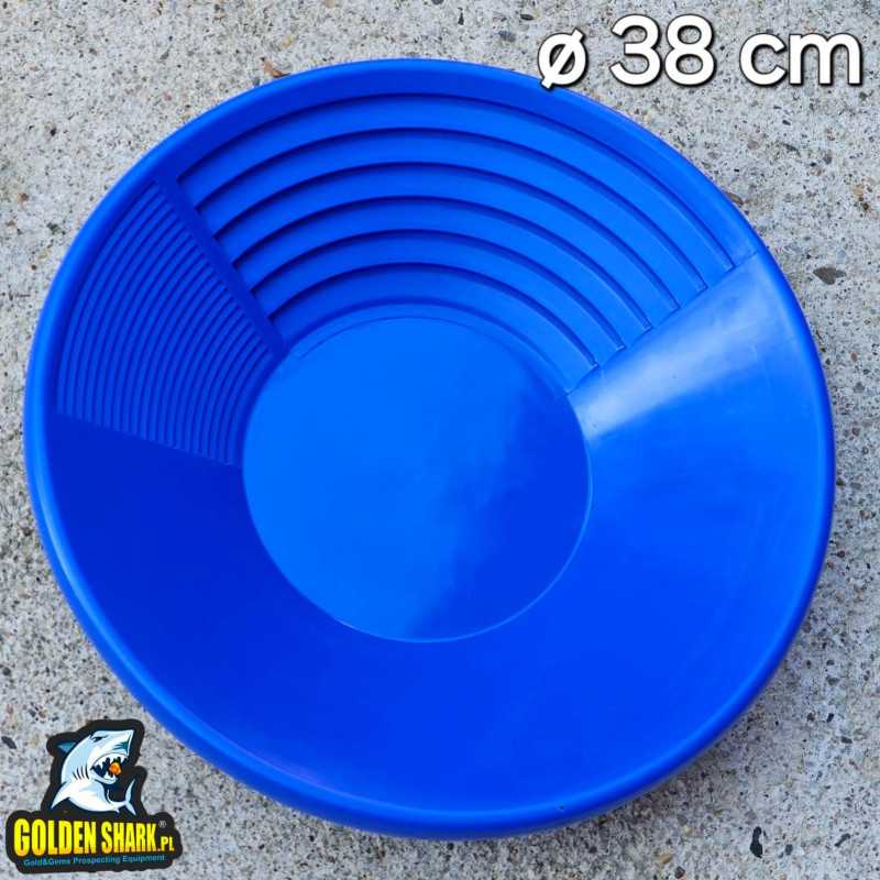 Batea azul para lavar oro 38 cm – vista superior