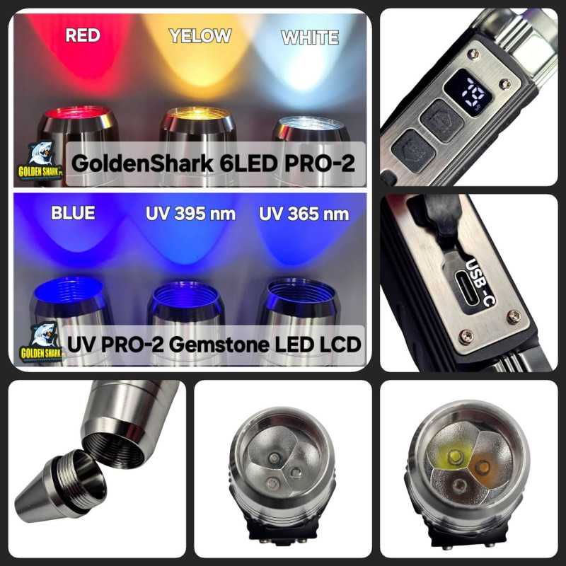 Latarka do kamieni szlachetnych GoldenShark 6 LED PRO 2 UV|Golden Shark